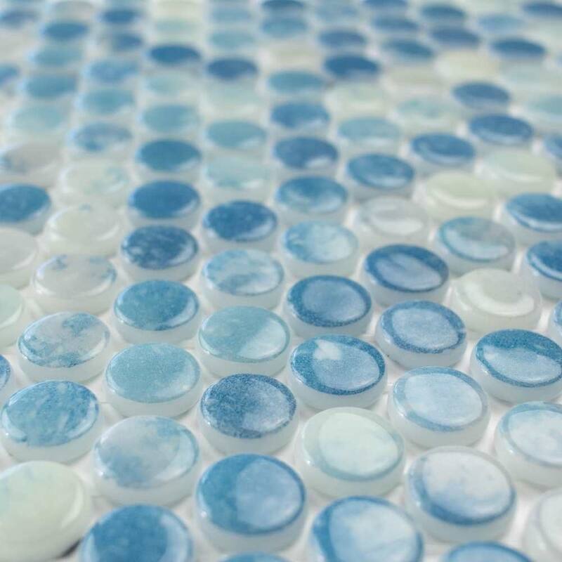 The Tile Life Eterna Penny 12x12 Bluestone Round Glass Mosaic Floor, Wall & Backsplash Tile