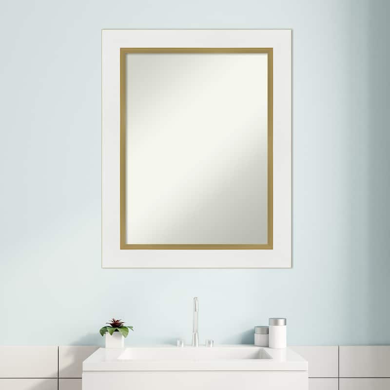 Non-Beveled Bathroom Wall Mirror - Eva White Gold Frame