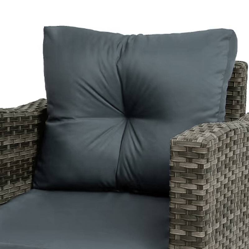 Outdoor 3-piece Swivel Chair Cushioned Rattan Conversation Set