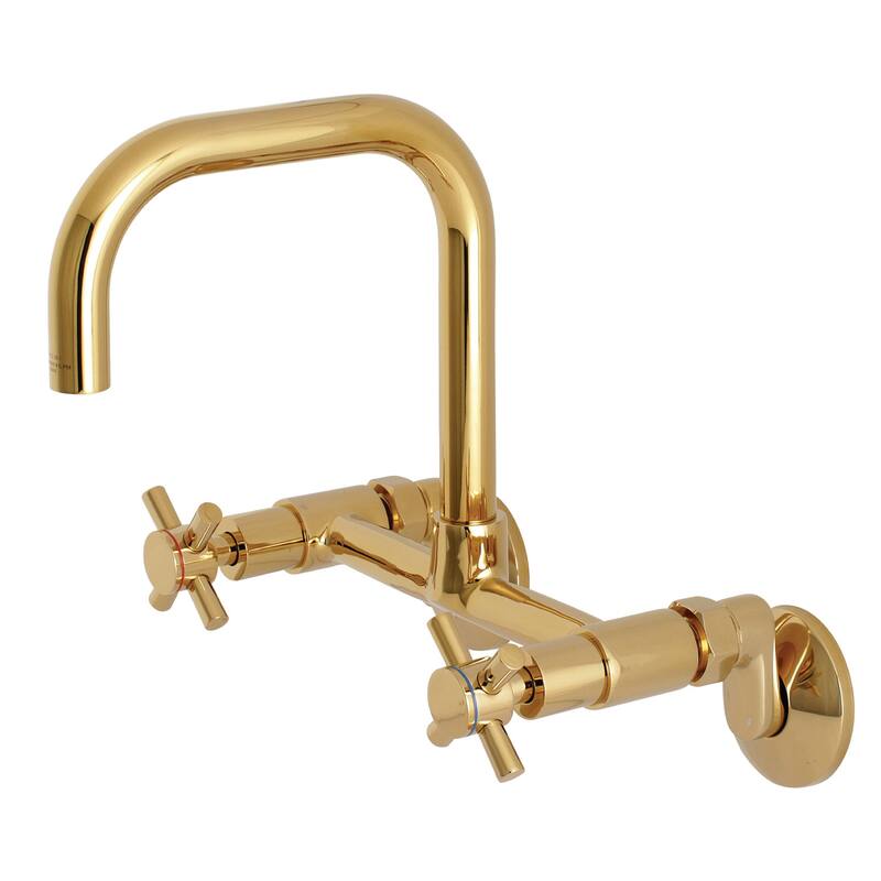 Kingston Brass Concord 8 in. Adjustable Center Wall Mount Kitchen Faucet - Polished Brass
