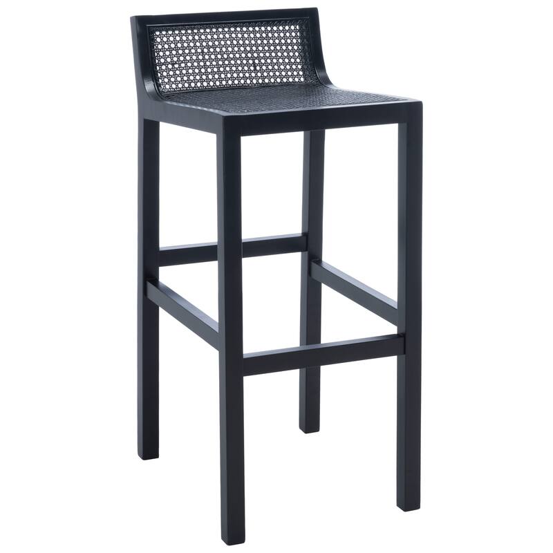 SAFAVIEH Crete Low Back Cane Bar Stool - 16" W x 20" D x 38" H - 16Wx19Dx37H