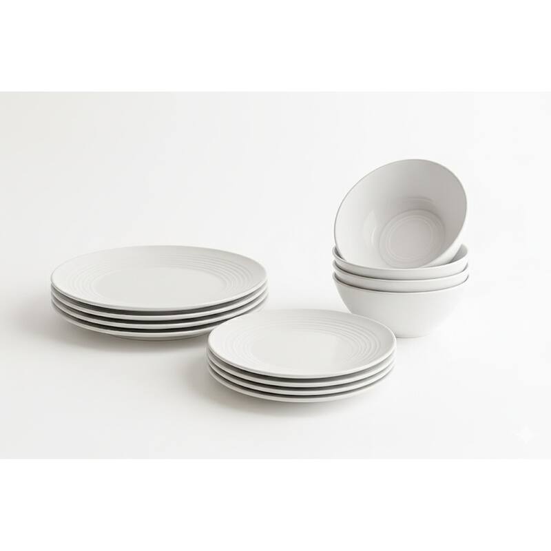 Barro NewWave Melamine Solid White 12-Piece Dinnerware Set