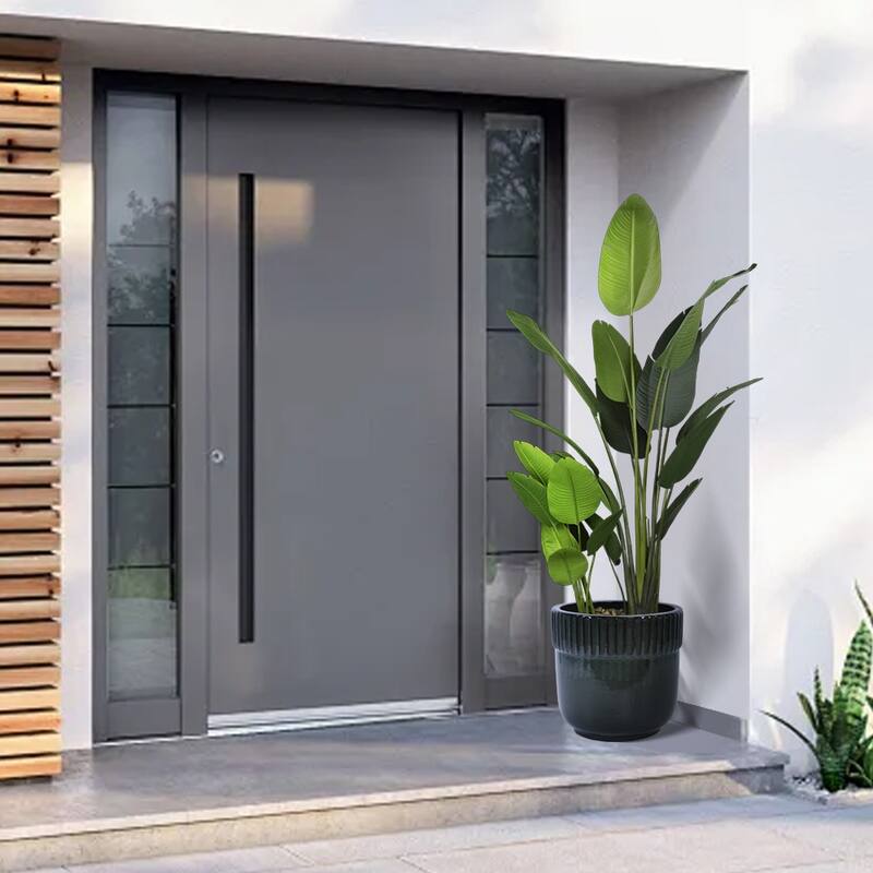 Glossy Ribbed Handmade Ceramic Planter Pot, for Succulents and Herbs