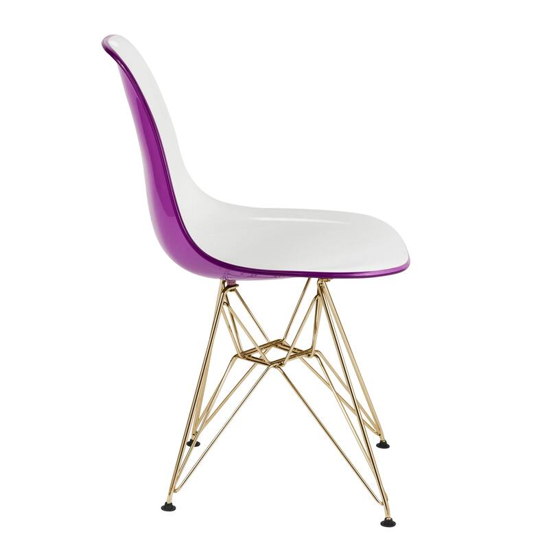 5-Piece Dining Set with 35" Round MDF Table and 4 ABS Plastic Side Chair with Gold Metal Legs