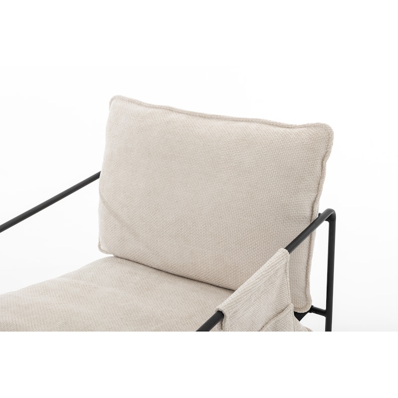 Woven Velvet Armchair (2-Pack) Metal Frame with Crushed Foam Cushions and Arm Pockets（350lb Capacity）
