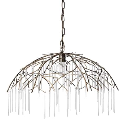 Alden Décor Evanston Glass and Iron Pendant - 16.75