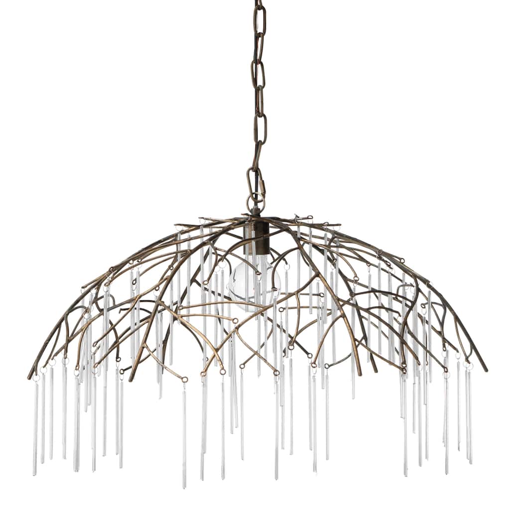 Alden Décor Evanston Glass and Iron Pendant - 16.75