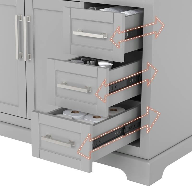 36/48/60 in. Bathroom Vanity in Wood with Ceramic Undermount Sink, Vanity with soft close Drawers