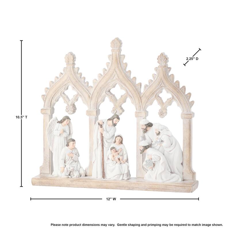 12"Resin Nativity Scene With Archs