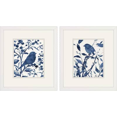 Bluebird Silhouette S/2 Framed Art Under Glass