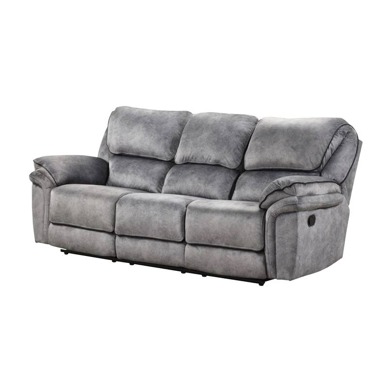 Arisa Sofa and Loveseat Manual Recliner Set, Gray Faux Leather, Drop Table
