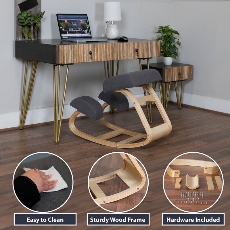 RRI Goods Ergonomic Kneeling Chair, Posture Support Comfortable Padded Office Chair, Angled Rocking Stool