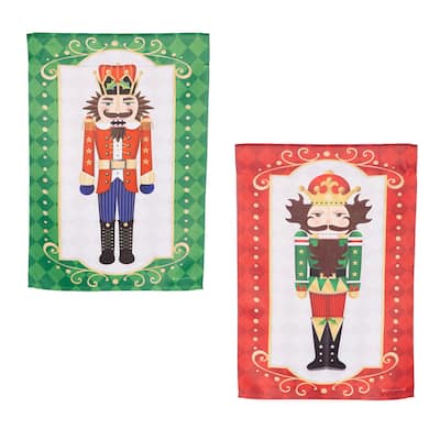 12.5 in. x 18 in. Trio Nutcracker Reversible Suede Garden Flag - Multicolor - 12.5 in x 18 in