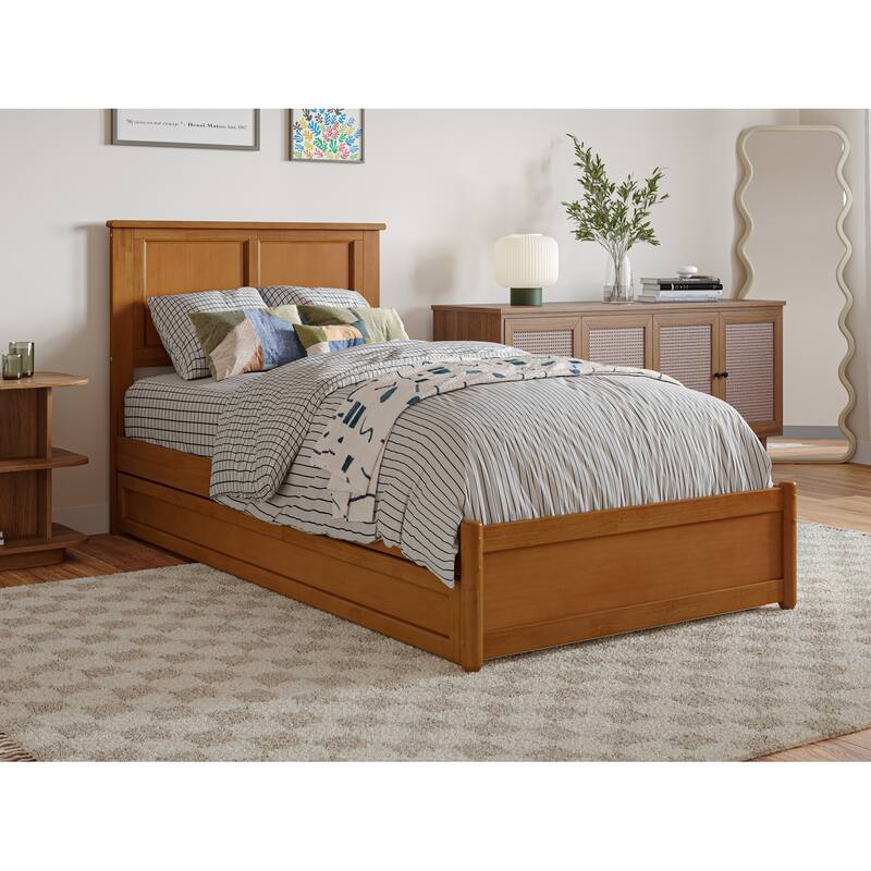 Felicity Platform Bed with Panel Footboard and Twin XL Trundle