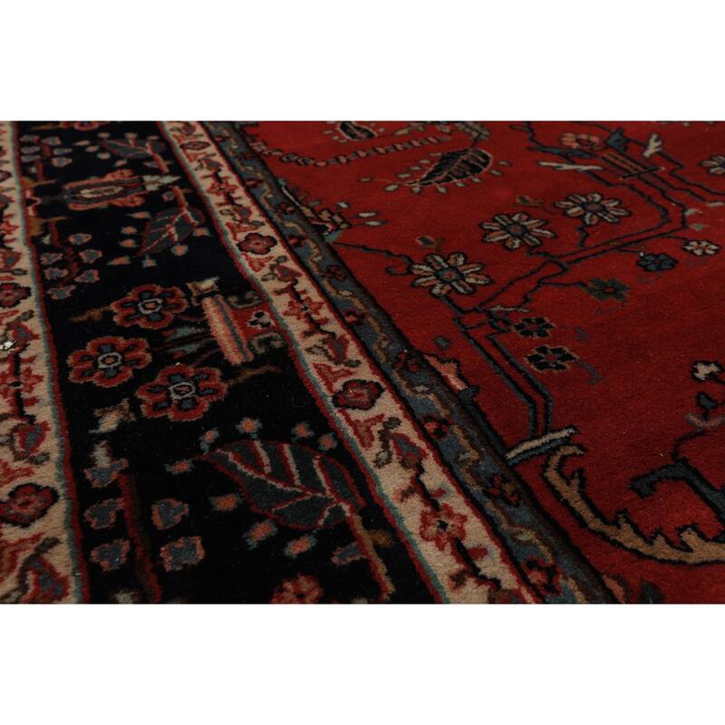 6'2''x9'1'' Hand Knotted Wool Burgundy Sarouk 200 KPSI Plush Pile Rug - 6' 2'' x 9' 1''