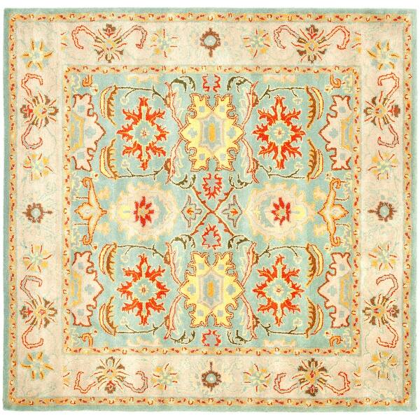 slide 2 of 7, SAFAVIEH Handmade Heritage Britney Traditional Oriental Wool Rug 10' Square - Light Blue/Ivory - Square