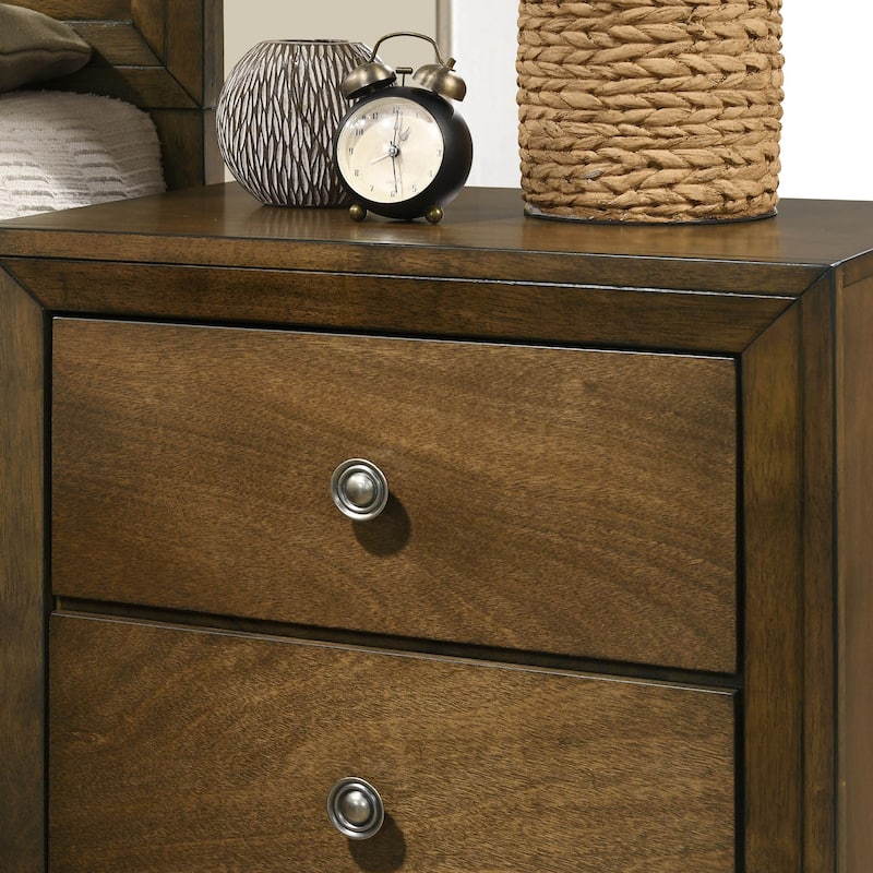 Furniture of America Igala Walnut Wood Oversized 2-Drawer Nightstand