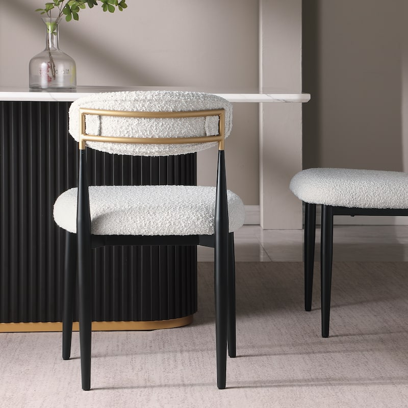 Morden Fort Modern Boucle Armless Dining Chairs (Set of 2)