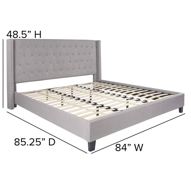 Tufted Upholstered Nailhead Trim Platform Bed