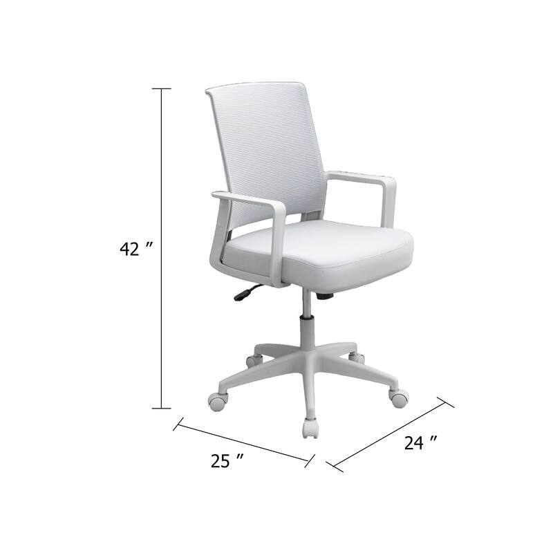 Commercial Rolling Task Chair, Gray Mesh, Foam Seat, Fixed Nylon Arms
