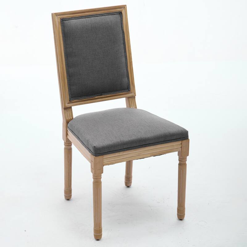 French Decor Chairs Set of 2, Louis Dining Chairs with Square Backrest and Exquisitely Carved Solid Wood Frame