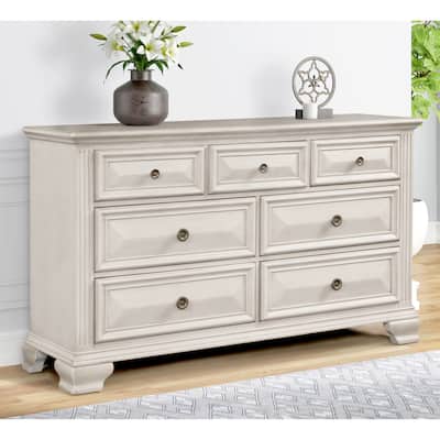 Roundhill Furniture Renova Distressed Parchment 7-drawer Dresser