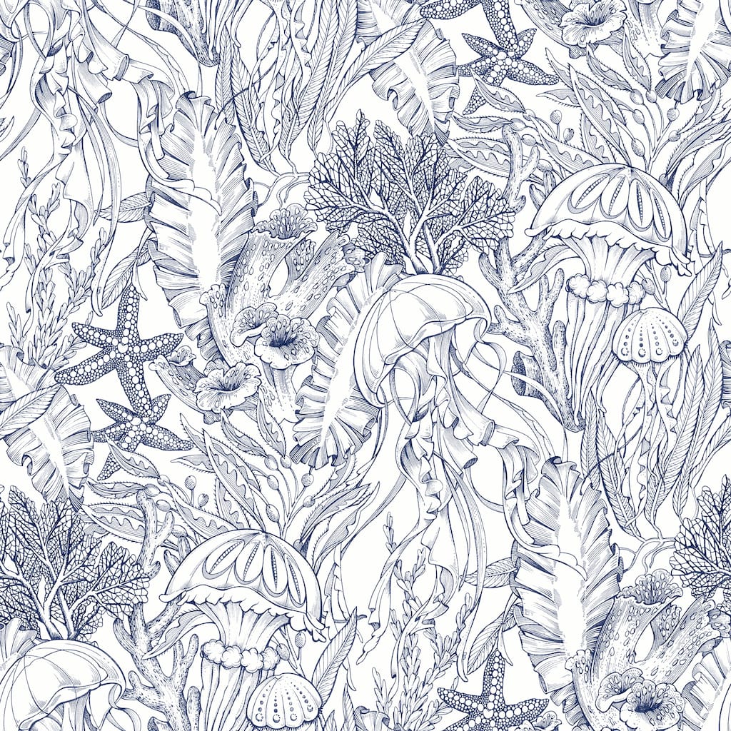 NuWallpaper Under the Sea Navy Blue Peel and Stick Wallpaper - N/A