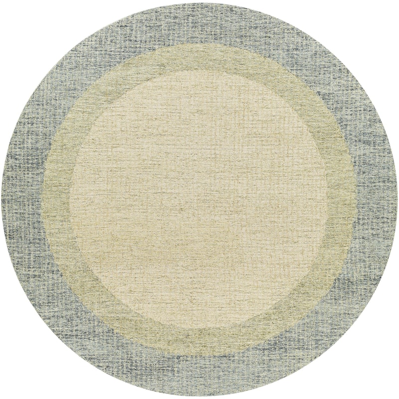 Rosina Minimalist Abstract Area Rug - 8' x 8' Round - Olive/Sage