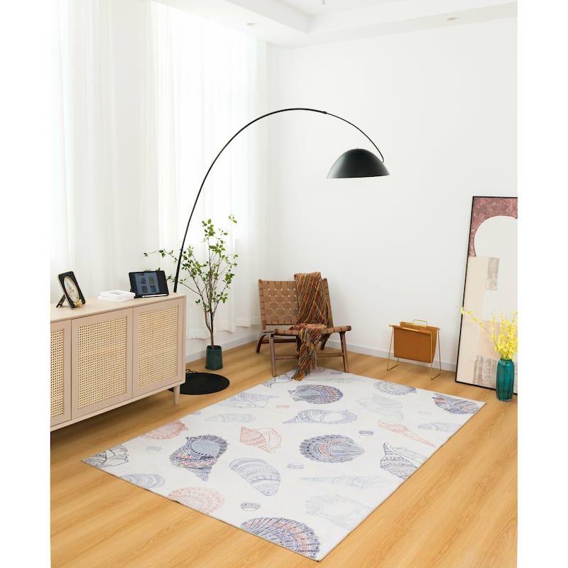 Florida Coastal-Inspired Design Seashell Pattern Area Rug