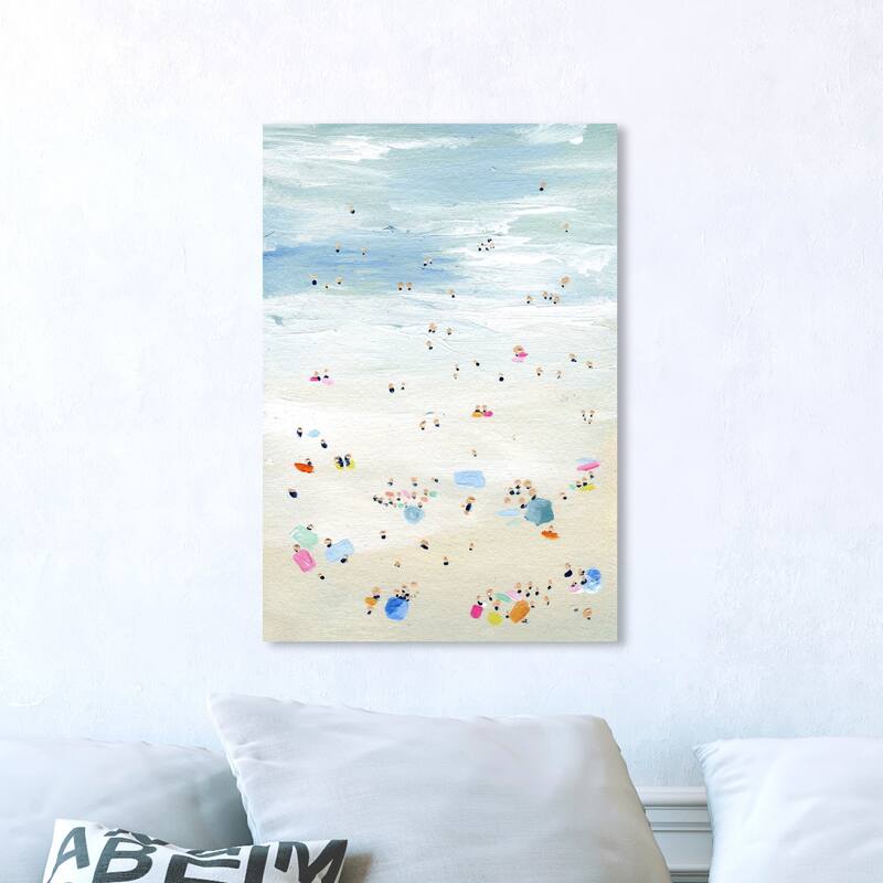 Wynwood Studio 'Tiny People' Nautical and Coastal Wall Art Canvas Print Coastal - Blue, Yellow