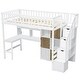 preview thumbnail 11 of 24, Twin Size Loft Bed with Built-in Desk and Shelves, Kids Teens Storage Bed Frame with Cabinets and Staircase