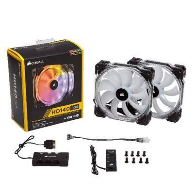 Shop Corsair Hd Series Hd140 Rgb Led 140mm High Performance Rgb Led Pwm Dual Fans With Controller Cooling Co 9050069 Ww Overstock 16175437