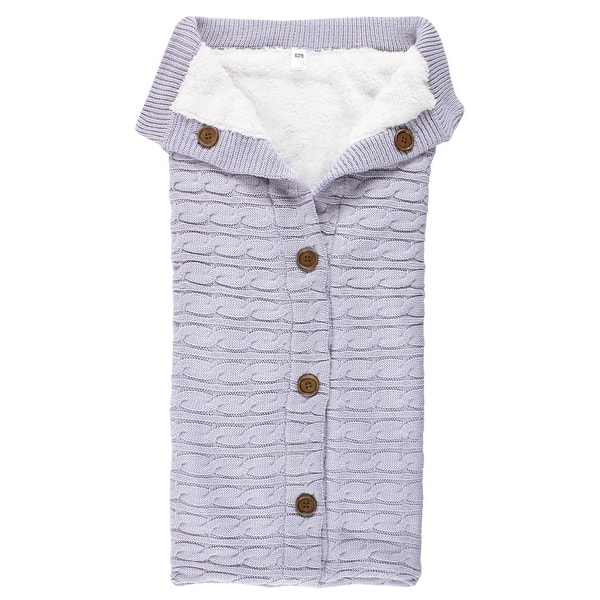 slide 1 of 1, Hudson Baby Infant Boy Faux Shearling Knitted Baby Lounge Stroller Wrap Sack, One Size One Size - Lilac