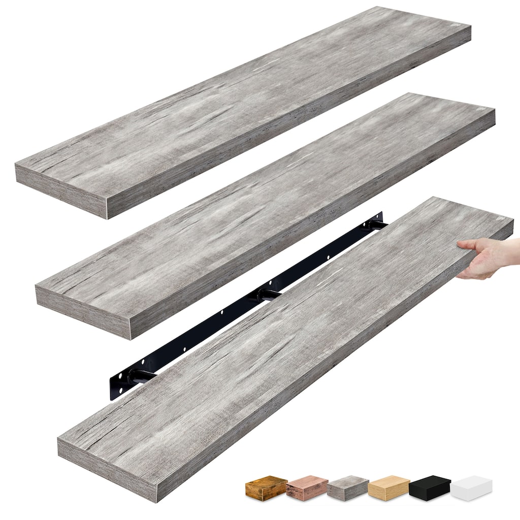 Sorbus Floating Shelves for Wall - 55 Inch Extra-Long Bathroom Shelves- Mounted Floating Shelf with Hidden Brackets (3 Pack)
