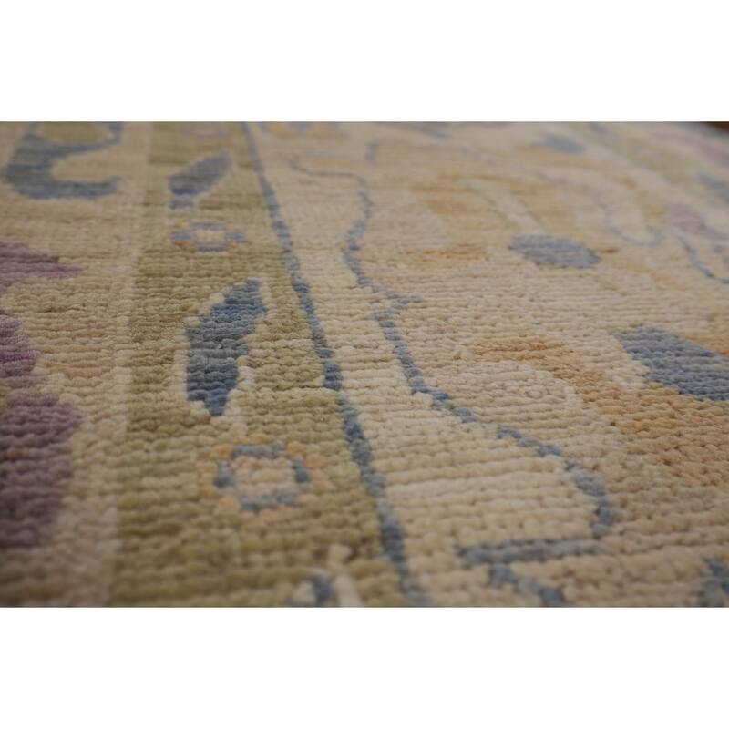 Vegetable Dye Blue Oushak Oriental Large Area Rug Handmade Wool Carpet - 10'5"x 13'8"
