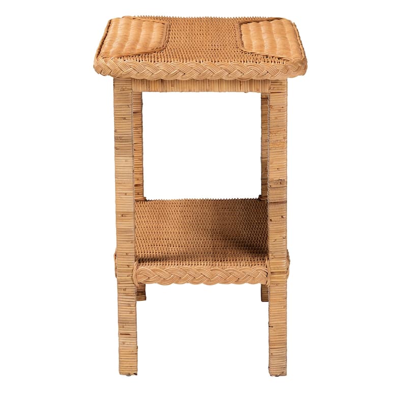 Minahasa Bohemian Light Honey Braided Rattan Side Table