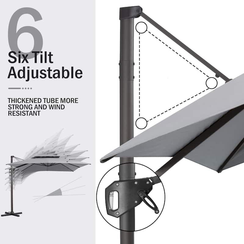 Pellebant 9X11 FT Double Top Patio Cantilever Umbrella, Base Not Included