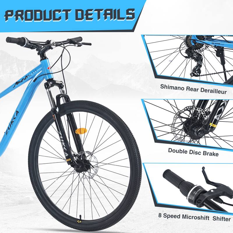 Unisex Mountain Bike - Front Suspension, Steel Frame, Multiple Speeds - 29