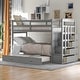 preview thumbnail 1 of 7, Gray Twin Solid Pine Bunk Bed with Trundle, Staircase, Storage Drawers Gray
