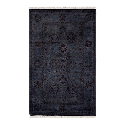 Overton Hand Knotted Wool Vintage Inspired Modern Contemporary Overdyed Gray Area Rug - 2' 7" x 4' 2"