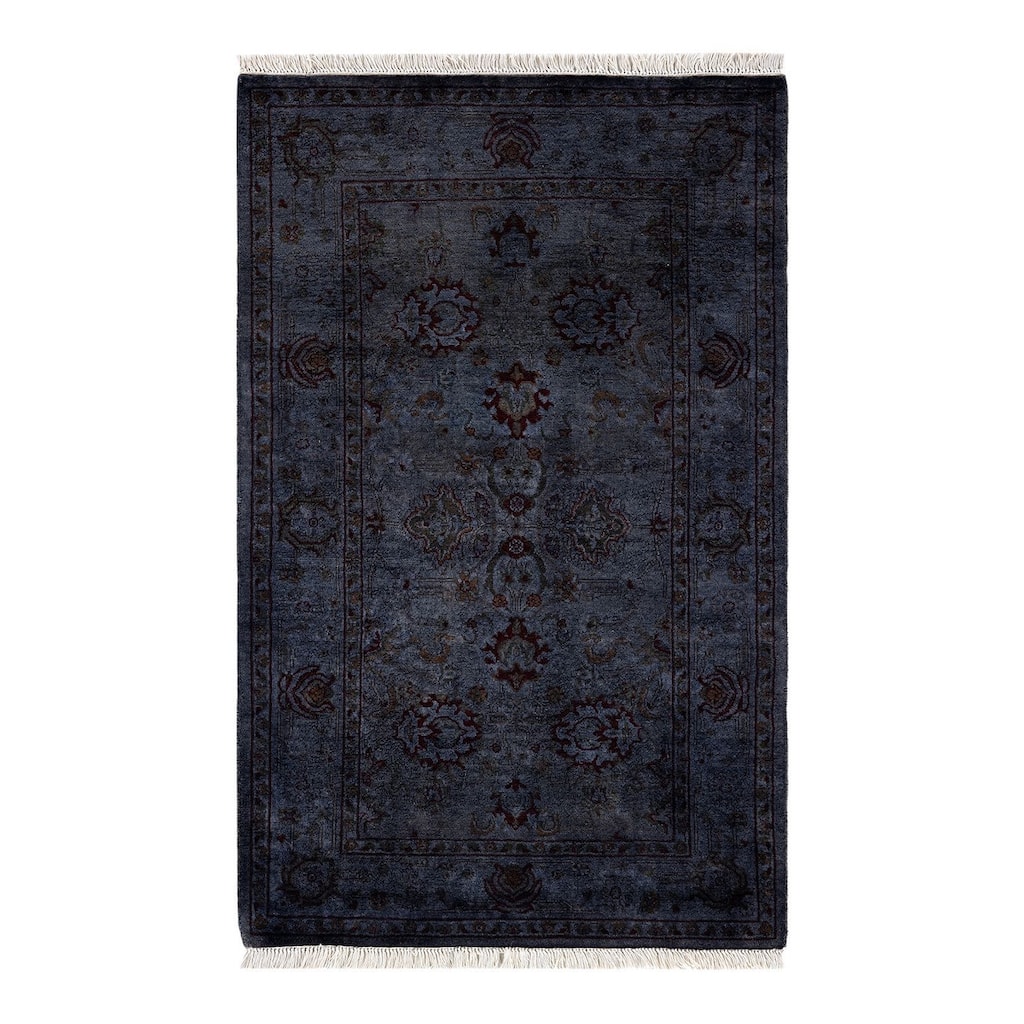 Overton Hand Knotted Wool Vintage Inspired Modern Contemporary Overdyed Gray Area Rug - 2' 7" x 4' 2"