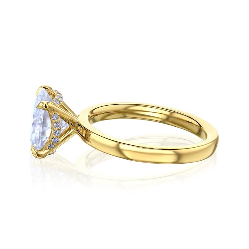 Kobelli Sunset Line 4.1 Carats Lab Grown Diamond Certified 14k Solid Gold Round Floating Drape Halo Verona Ring