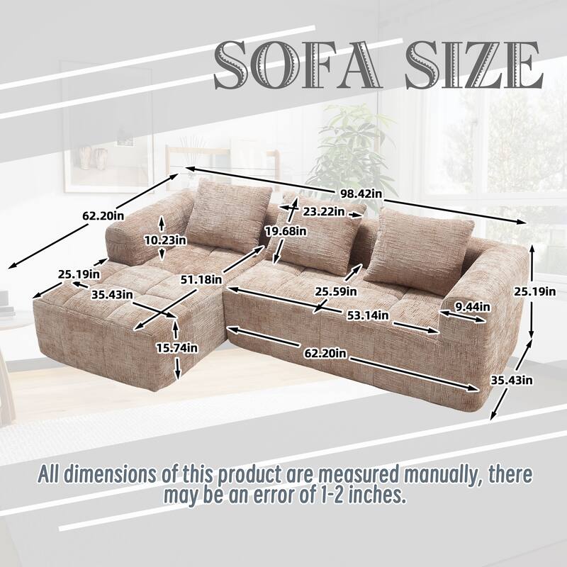Chenille Fabric Modular L Shaped Sectional Sofa,Free Combination