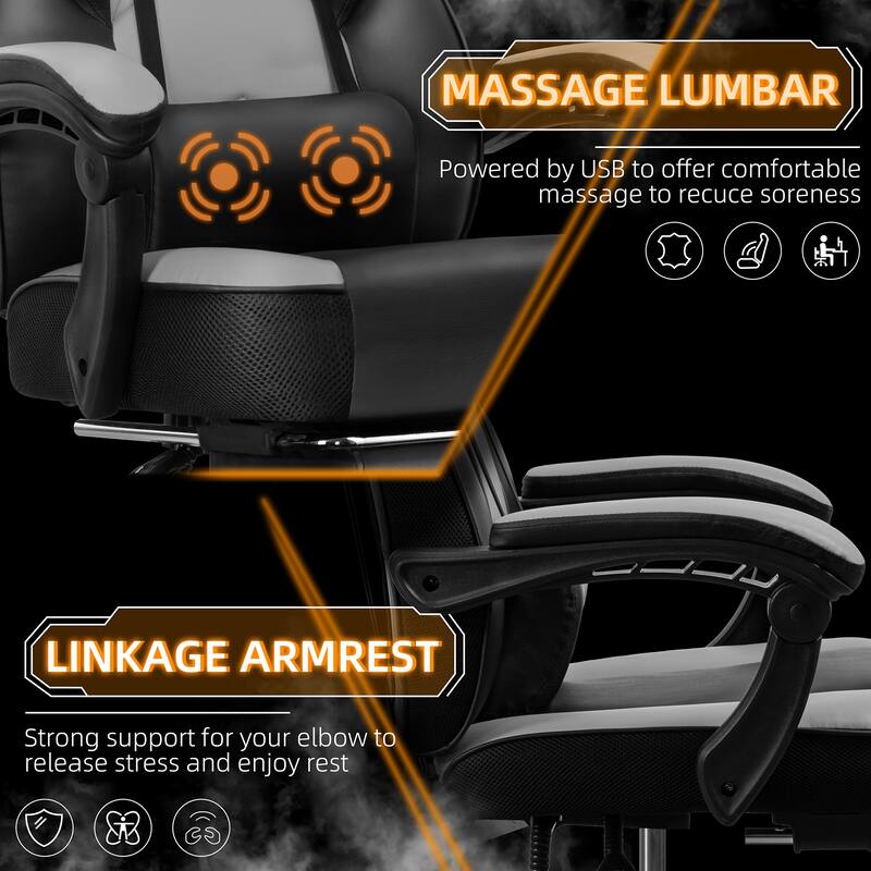 Adjustable Comfortable Game Chair Swiveling PC & Racing with Footrest