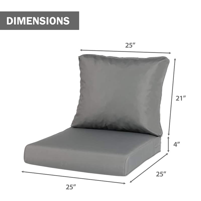 Aoodor Outdoor Chair Cushions Set, Water Resistant Deep Seat Cushions