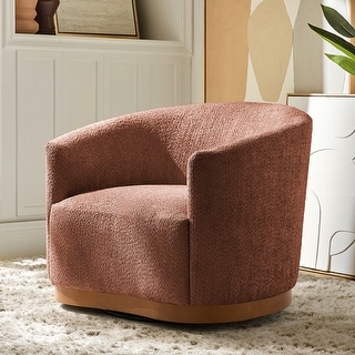 HULALA HOME Gema Modern 360°Swivel Chenille Ergonomic Barrel Accent Chair with Solid Wood Legs