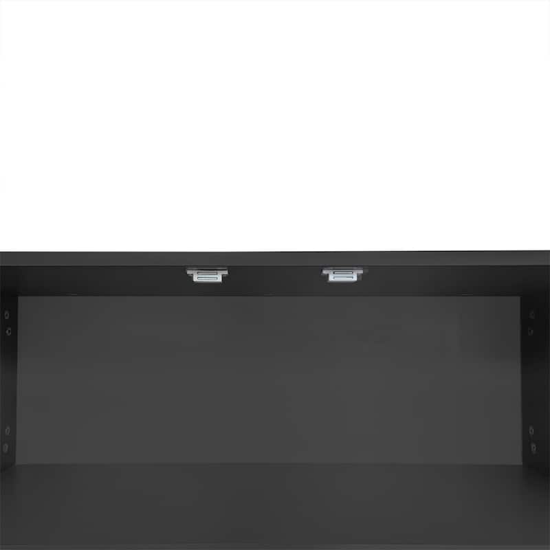 Modern Shoe Storage Bench with Hidden Storage and Upholstered Cushions