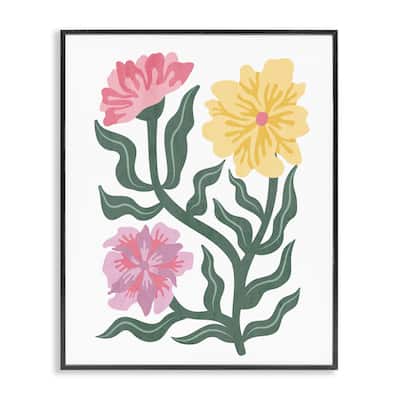 Stupell Modern Blooms with Curved Leaves Framed Giclee Art Design By Kim Allen