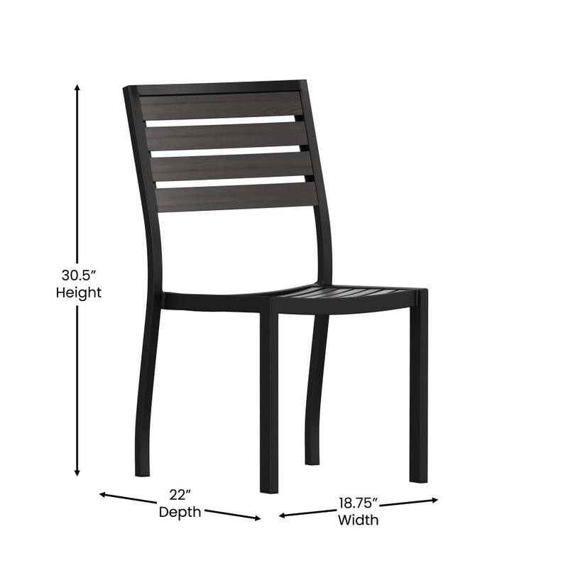 Outdoor Faux Teak Side Chair with Poly Slats - Teak Patio Chair