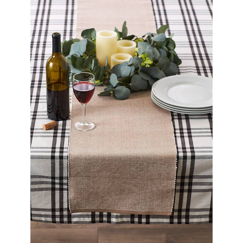 DII Black & White 2-Tone Ribbed Table Runner